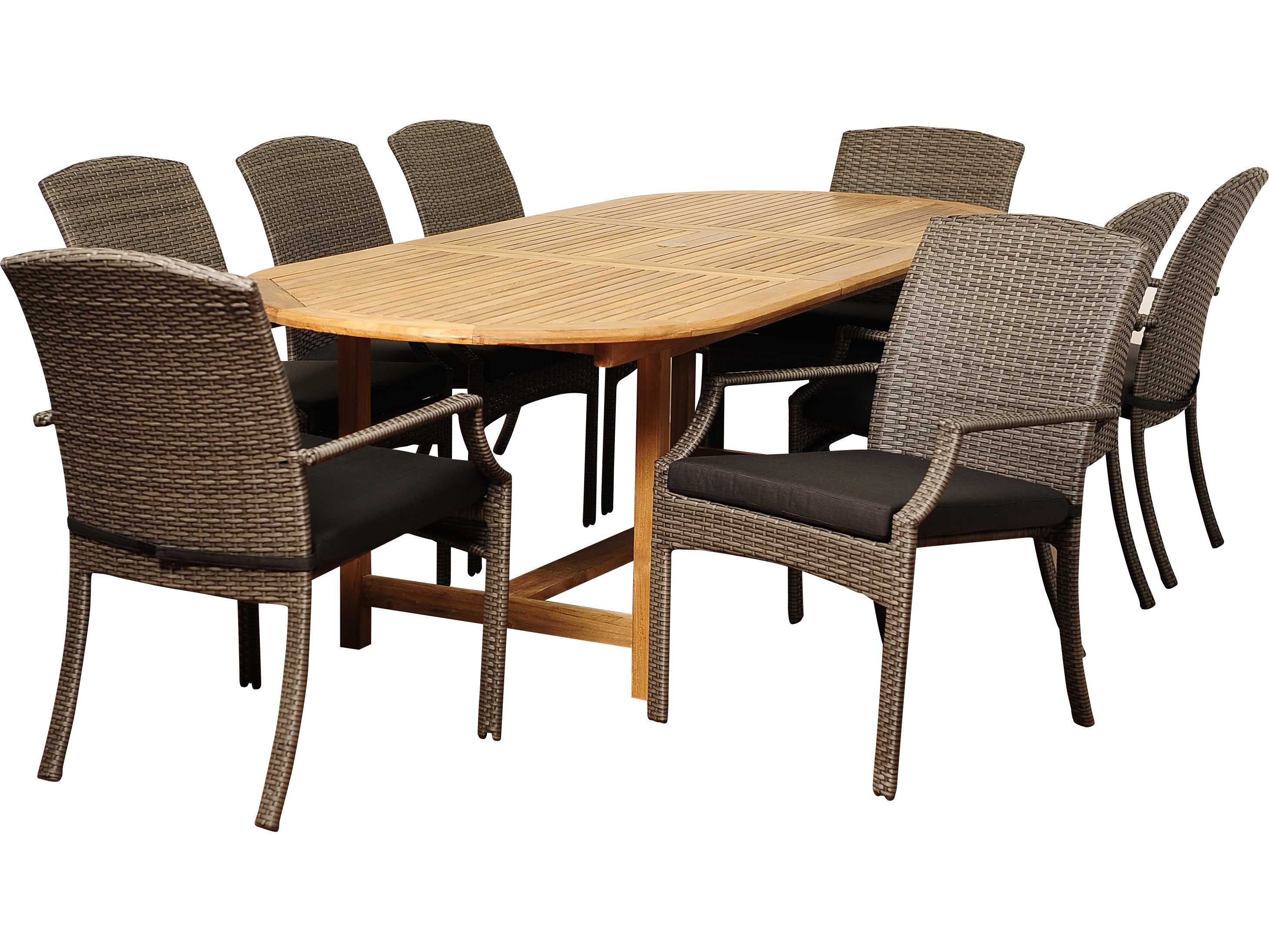 International Home Miami Ia Teak Wicker Oval Nine Piece International Home Miami Ia Teak Wicker Oval Nine Piece Extendable Sam Dining Set