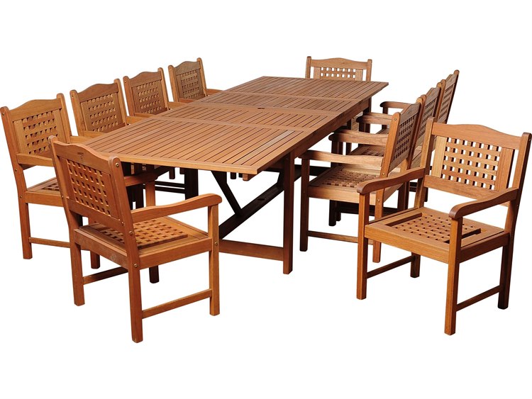 International Home Miami Amazonia Eucalyptus Rectangular 11 Piece Extendable Deangelo Dining Set