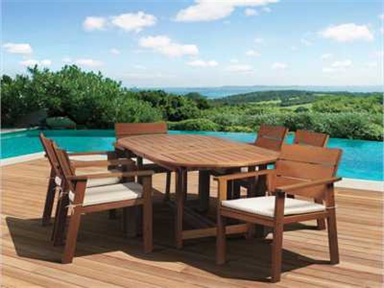 International Home Miami Amazonia Eucalyptus Oval Seven piece Extendable Nelson Dining Set