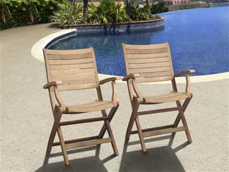 International Home Miami Amazonia Teak Dublin Outdoor Patio Dining Arm Chair Set of 2