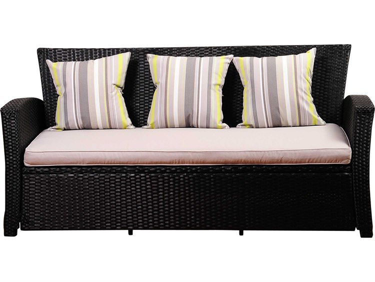 International Home Miami Atlantic Staffordshire Black Wicker Sofa International Home Miami Atlantic Staffordshire Black Wicker Sofa With Light Grey Cushions Sc Saigon