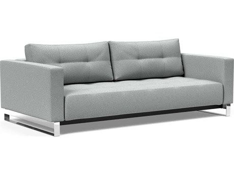 Innovation Cassius Del Melange Light Grey Chrome Upholstered Sofa Bed