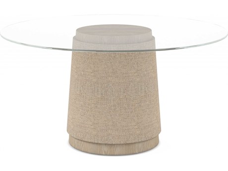 Jonathan Charles Water Round Glass Whitewashed Oak Dining Table