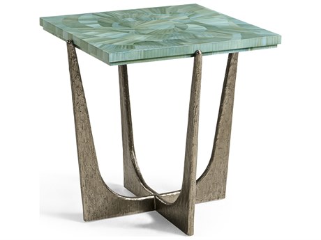Jonathan Charles Water Square Blue Straw End Table