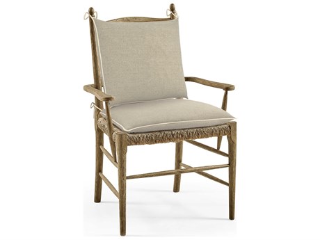 Jonathan Charles Timeless Oak Wood Brown Upholstered Arm Dining Chair