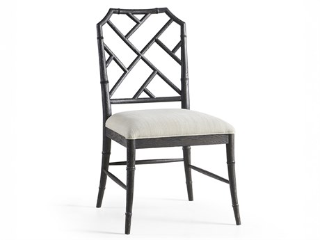 Jonathan Charles Timeless Oak Wood Black Upholstered Side Dining Chair