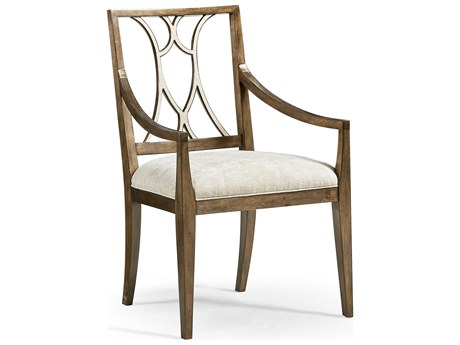 Jonathan Charles Jc Traditional Acacia Wood Brown Upholstered Arm Dining Chair