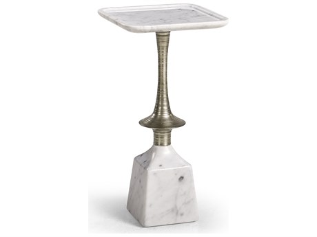 Jonathan Charles All Things Small Harbor Martini Square White Carrera Marble End Table