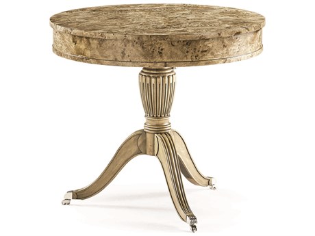 Jonathan Charles Reimagined Round Wood Golden Amber Burr End Table