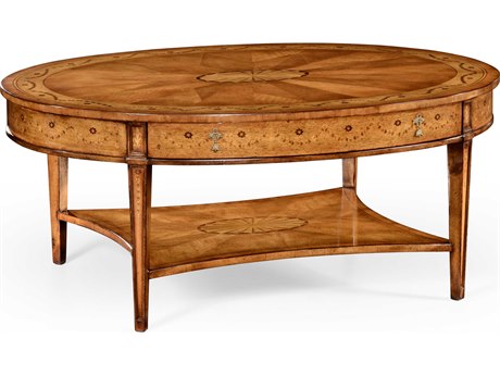 Jonathan Charles Versailles Sheraton Oval Light Satinwood Coffee Table