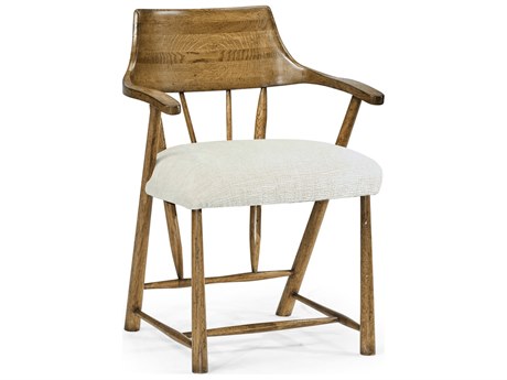 Jonathan Charles Jc Casual Acacia Wood Upholstered Arm Dining Chair