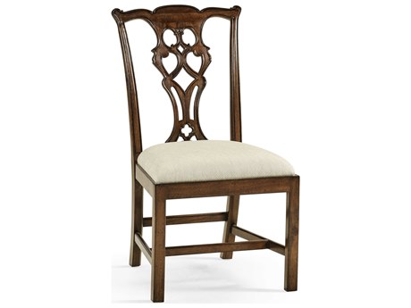 Jonathan Charles Buckingham Acacia Wood Beige Upholstered Side Dining Chair