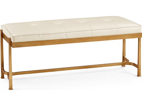Jonathan Charles Jc Modern Rectangular Leather Gilded Iron Coffee Table