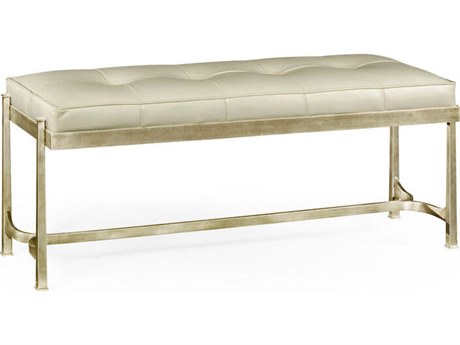 Jonathan Charles Jc Modern Rectangular Leather Light Antique Silver Coffee Table
