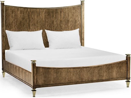 Jonathan Charles Barcelona Walnut Brown Wood King Panel Bed