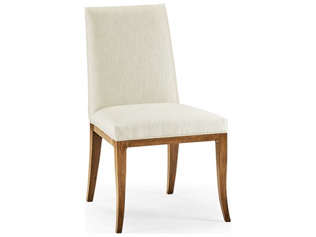 Jonathan Charles Toulouse Walnut Wood White Upholstered Side Dining Chair