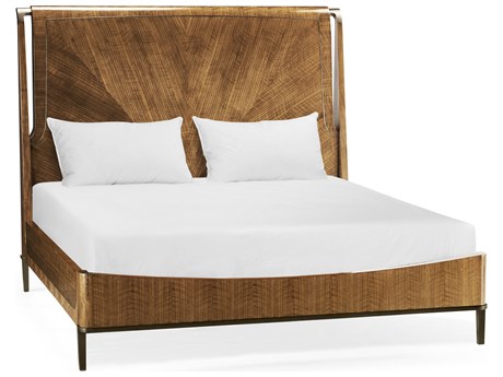 Jonathan Charles Toulouse Walnut Brown Wood King Panel Bed