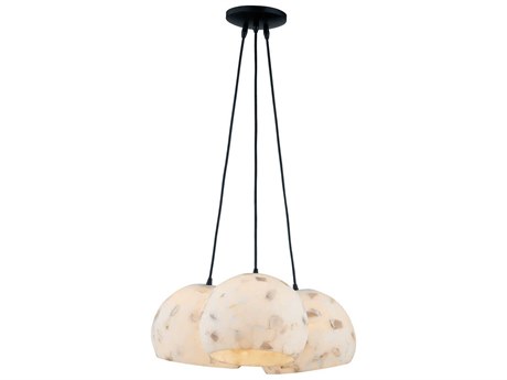 Justice Design Group Alabaster Rocks Globe 3-Light Matte Black Pendant