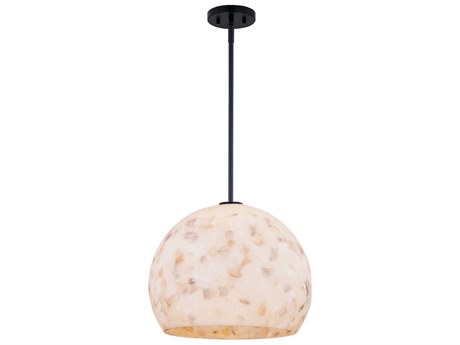 Justice Design Group Alabaster Rocks Globe 1-Light Matte Black Pendant