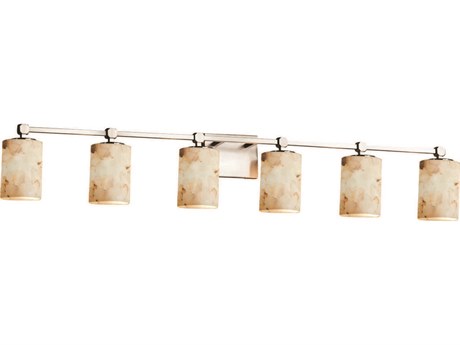 Justice Design Group Alabaster Rocks 6-Light Nickel Vanity Light