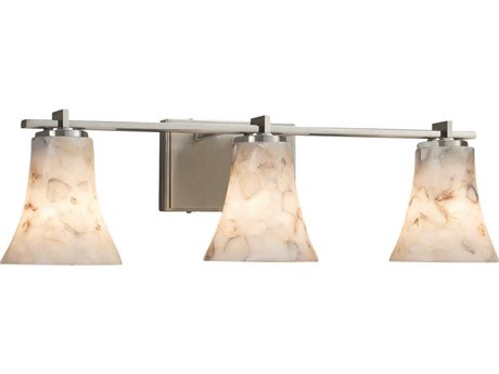 Justice Design Group Alabaster Rocks 3-Light Nickel Vanity Light
