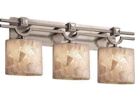 Justice Design Group Alabaster Rocks 3-Light Nickel Vanity Light