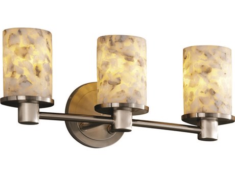 Justice Design Group Alabaster Rocks 3-Light Nickel Vanity Light
