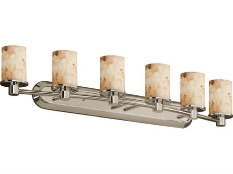 Justice Design Group Alabaster Rocks 6-Light Nickel Vanity Light