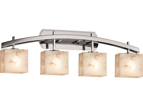 Justice Design Group Alabaster Rocks 4-Light Nickel Vanity Light