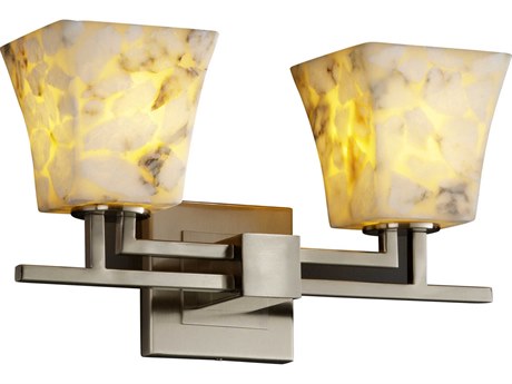 Justice Design Group Alabaster Rocks 2-Light Nickel Vanity Light