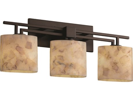 Justice Design Group Alabaster Rocks 3-Light Bronze Vanity Light