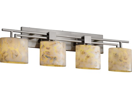 Justice Design Group Alabaster Rocks 4-Light Nickel Vanity Light