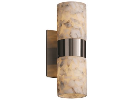 Justice Design Group Alabaster Rocks 2-Light Nickel Wall Sconce