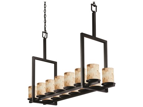 Justice Design Group Alabaster Rocks 14-Light Black Cylinder Island Pendant