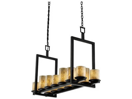 Justice Design Group Alabaster Rocks 14-Light Black Cylinder Island Pendant
