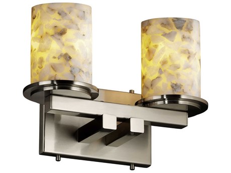 Justice Design Group Alabaster Rocks 2-Light Nickel Vanity Light