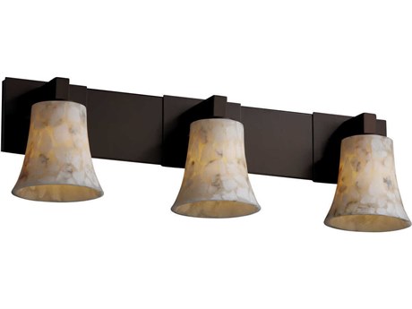 Justice Design Group Alabaster Rocks 3-Light Bronze Vanity Light