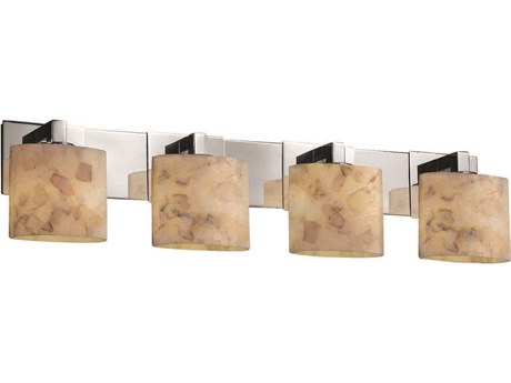 Justice Design Group Alabaster Rocks 4-Light Nickel Vanity Light