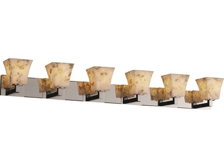 Justice Design Group Alabaster Rocks 6-Light Nickel Vanity Light