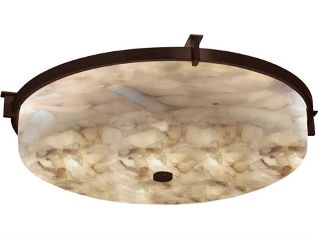 Justice Design Group Alabaster Rocks Bronze LED Round Flush Mount