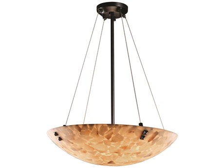 Justice Design Group Alabaster Rocks 3-Light Bronze Bowl Pendant