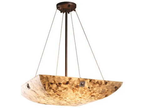 Justice Design Group Alabaster Rocks 6-Light Bronze Bowl Pendant