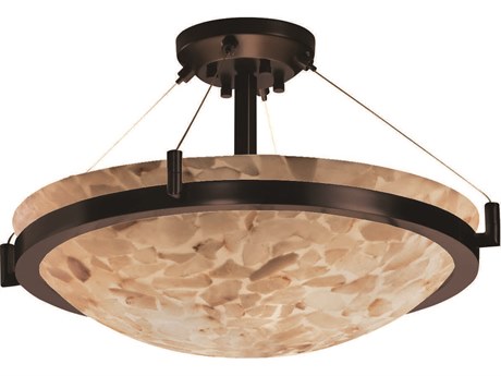 Justice Design Group Alabaster Rocks 8-Light Bronze Bowl Semi Flush Mount