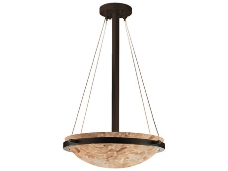 Justice Design Group Alabaster Rocks 3-Light Bronze Bowl Pendant