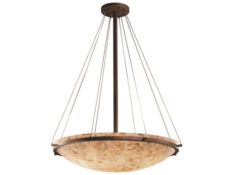 Justice Design Group Alabaster Rocks 8-Light Bronze Bowl Pendant