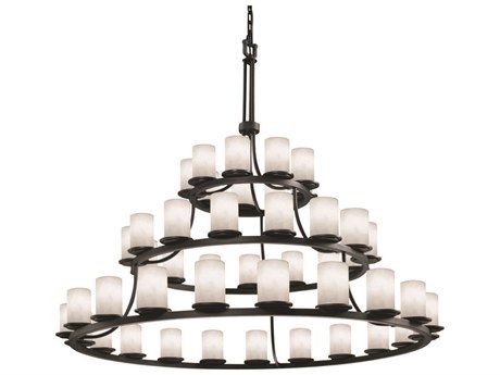 Justice Design Group Clouds 45-Light Black Cylinder Tiered Chandelier