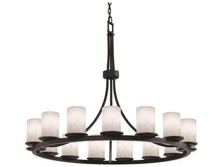 Justice Design Group Clouds 21-Light Black Cylinder Chandelier