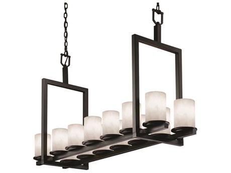 Justice Design Group Clouds 14-Light Black Cylinder Island Pendant