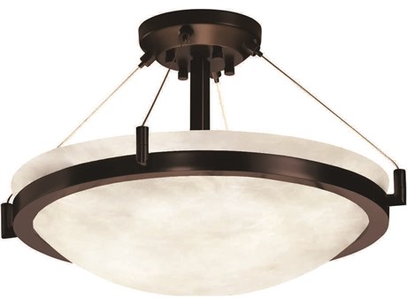 Justice Design Group Clouds 3-Light Bronze Bowl Semi Flush Mount