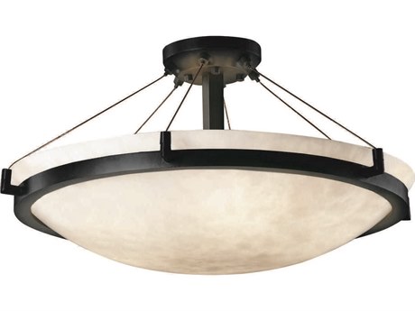 Justice Design Group Clouds 6-Light Nickel Glass Round Semi Flush Mount